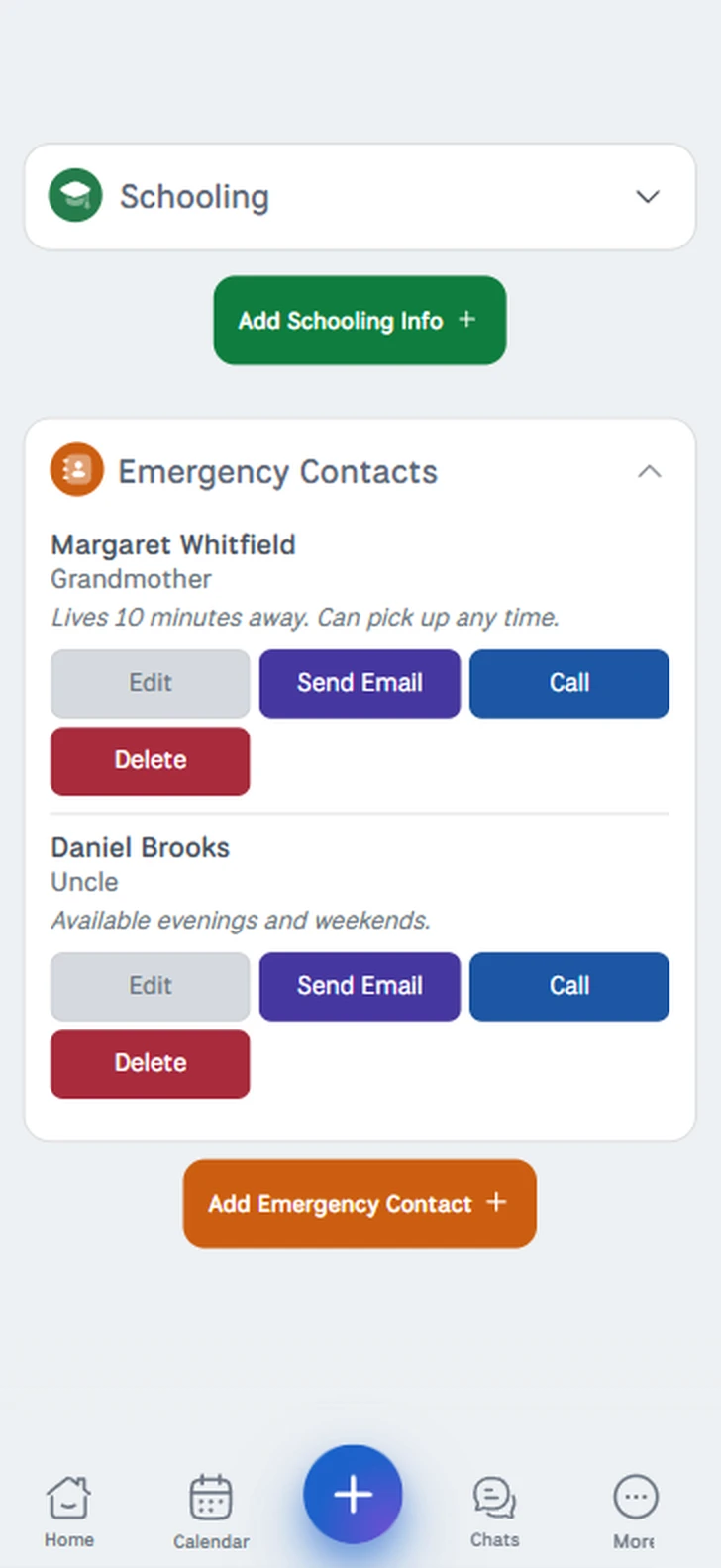 Emergency contacts